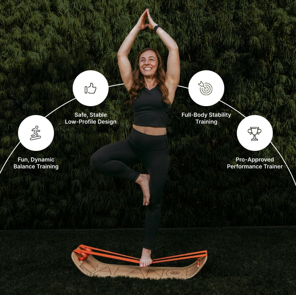 GIBBON SlackBoard - GiBoard Balance Board Kids & Adults - Slackline Balance Trainer - Slack Board Core Workout Equipment Home Gym Training - Standing Desk Exercise - Yoga, Agility, Pilates & More