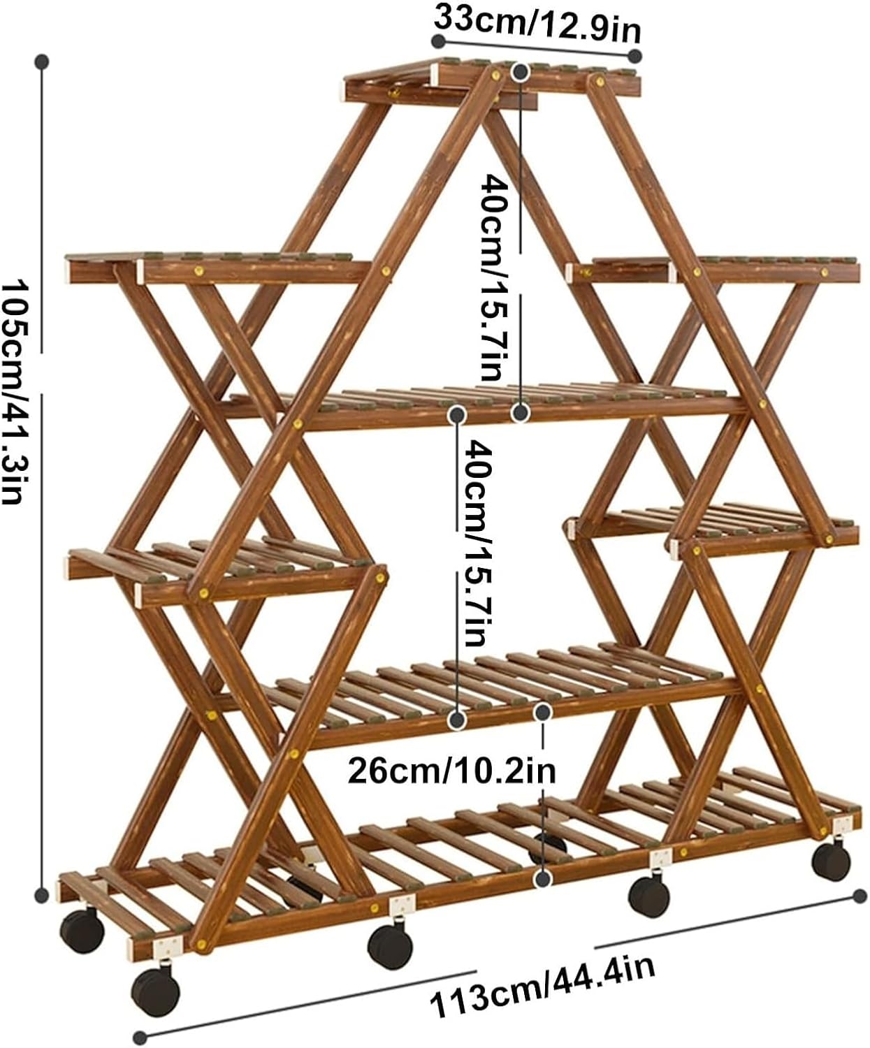Potting Bench Table,Garden Potting Table, Plant Stand Outdoor Tiered Tall Plant Shelf Multiple Display Storage Shelves for Balcony Window Garden Living Room Patio Triangle Plant Stands, Brown