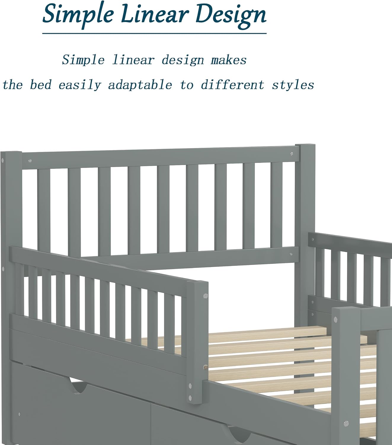 Bellemave Kids Full Size Bed Frame with Storage Drawers, Wood Full Bed Frames for Kids, Full Bed Frame with Headboard and Footboard for Boys Girls, No Box Spring Needed,Gray
