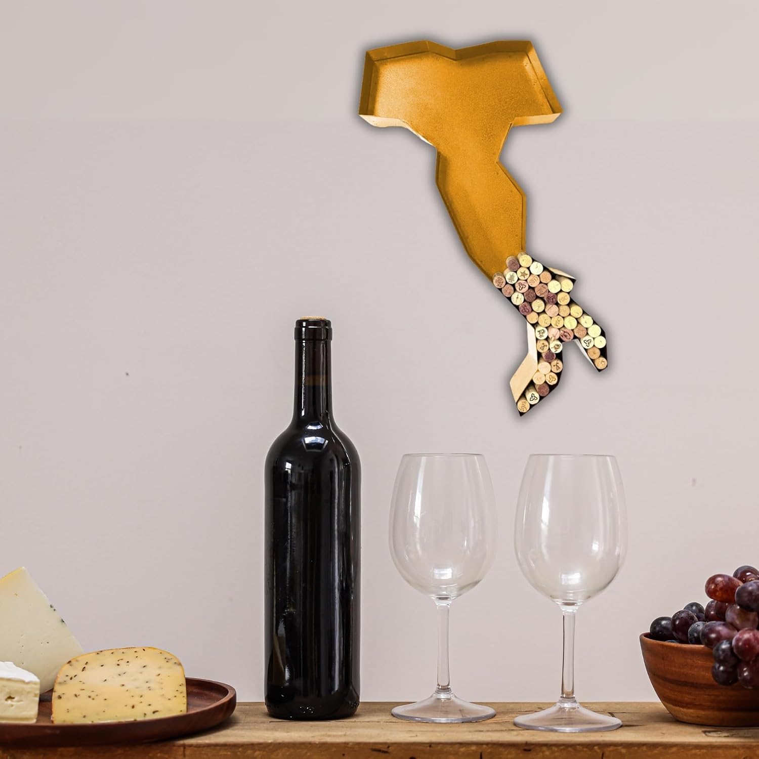 NEONSİGN Italy Map Wine Cork Holder Metal Italy Map Decor Sign Wine Bar Pub Home Decoration (Gold, 36 inch)