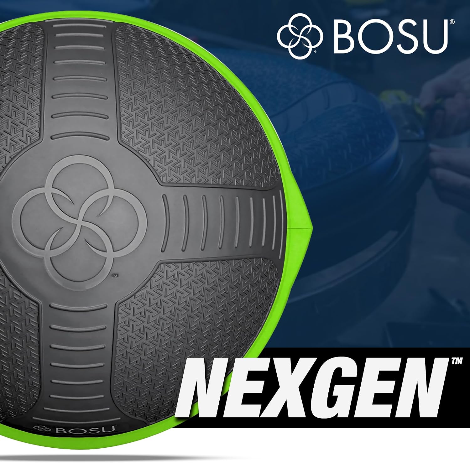 BOSU Nexgen Balance Trainer, Half-Ball Training Equipment, 65 cm Diameter, 300 lb Capacity - Burst-Resistant Stability Exercise Tool w/Non-Slip Base, Includes Hand Pump, Commercial-Grade
