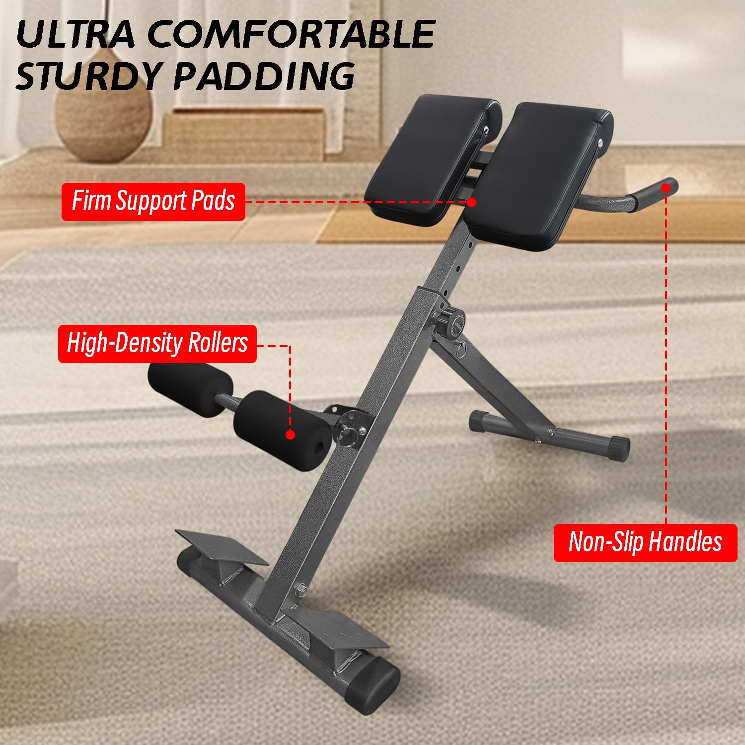 Hyperextension Roman Chair - Adjustable Bench Foldable Exercise Bench Back Extension Machine Roman Chair Exercise Equipment for Home