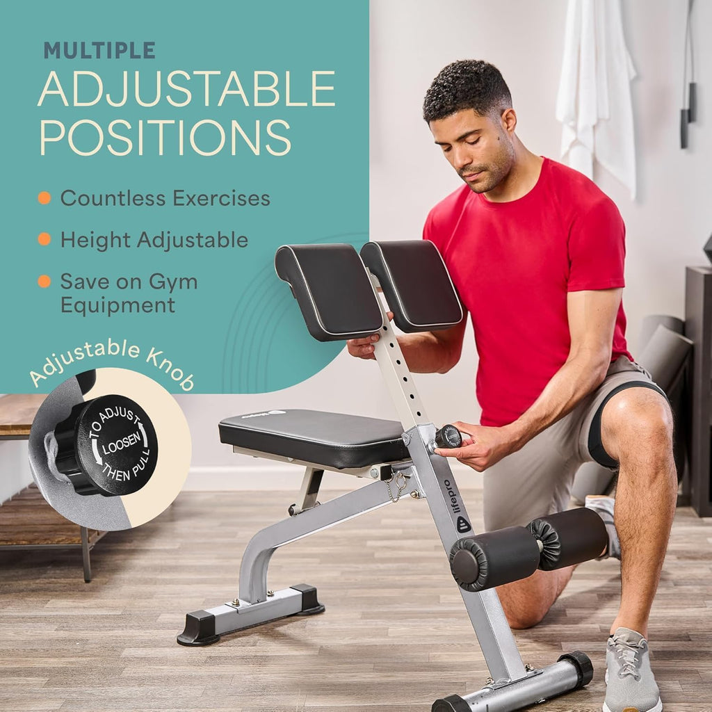 LifePro SculptTrainer Roman Chair with 330 lb Capacity — Incline Adjustable Hyperextension Bench for All-in-One Body Workout — Foldable Home Gym Back Extension Machine for Glutes, Core & Lower Back