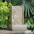 Small Water Fountain Indoor, 14' Buddha Water Fountain with LED Light and Circular Water Flow for Good Luck for Indoor Home Office Tabletop and Outdoor Decor