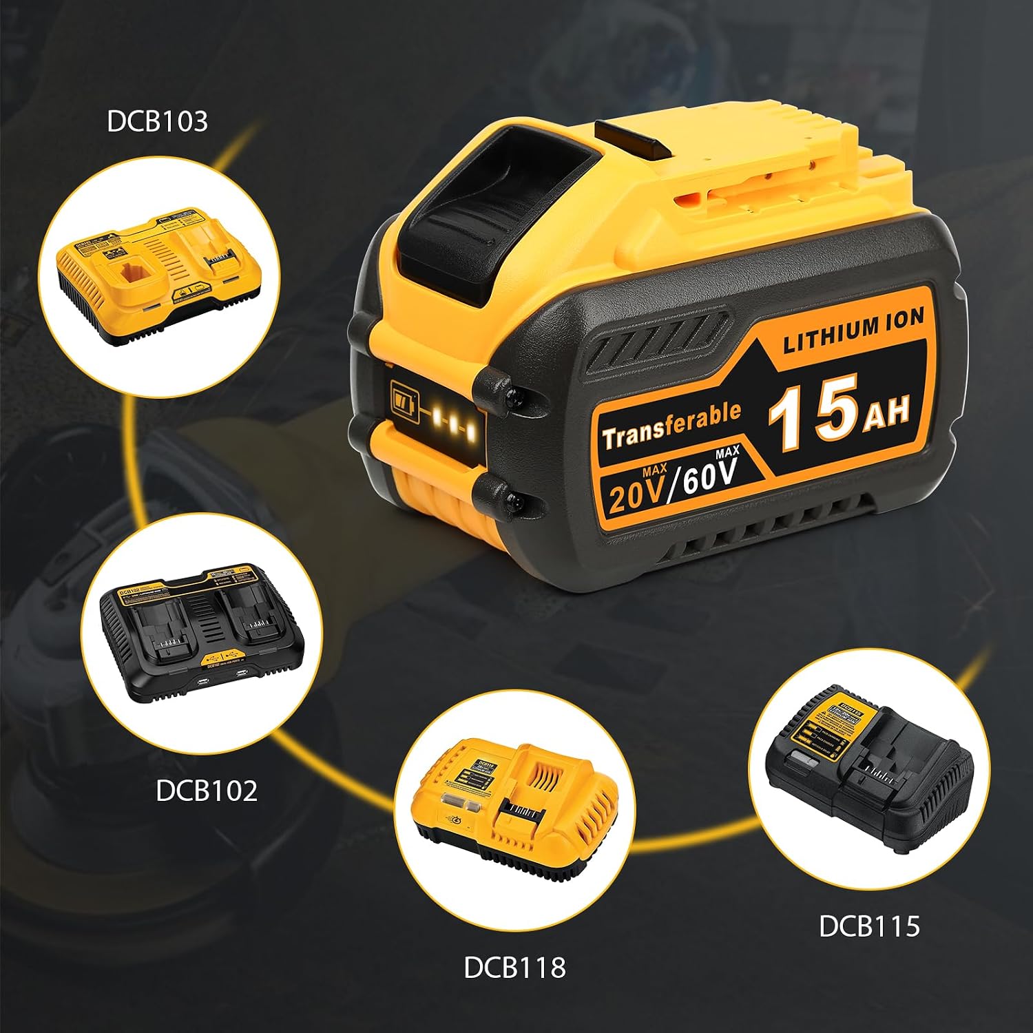 QuasuHaven 15000mAh Replacement for Dewalt 20V/60V Max Battery 2 Pack,High Capacity(DCB615)