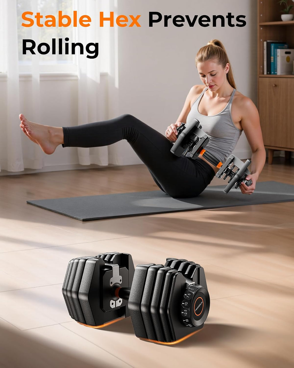 FEIERDUN DB1 QuickDial Adjustable Dumbbell Set, 15-in-1 Adjustable Weights with Storage Box & App, 105lb/52.5lb Quick Change for Drop Set, Superset & HIIT Home Gym, Non-Slip Handles, 3-year Aftersale Service