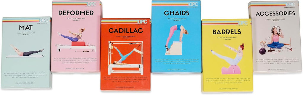 OnlinePilatesClasses Pilates Barrels Flashcards, Deck Cards Set with Video Tutorial for Spine Corrector, Ladder Barrel, Small Barrel & C-Shaper Exercise, Home Gym Workout, Barrel Arc Not Included
