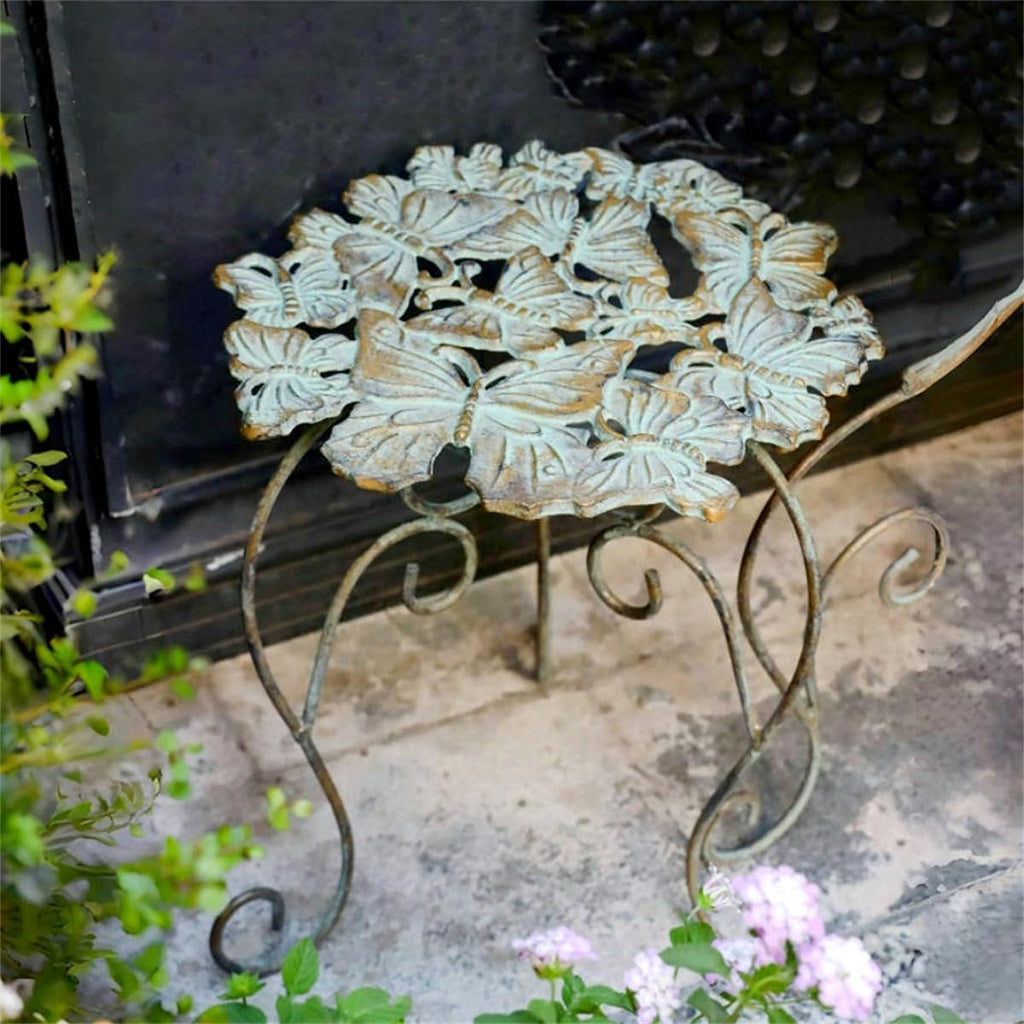 Outdoor Cast Iron Flower Stand, Heavy Duty Cast Iron Potted Plant Stand,Garden Potting Bench Table,Round Potted Plant Stand Rack,Decorative Flower Pot Holder,for Home Garden,Green,Large