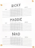 Personalized Chore Chart for Three Children | Custom Chore Chart for Girls and Boys dry erase clear acrylic minimalist homeschool (18.5'W x 23'H, Champagne Gold Standoffs)
