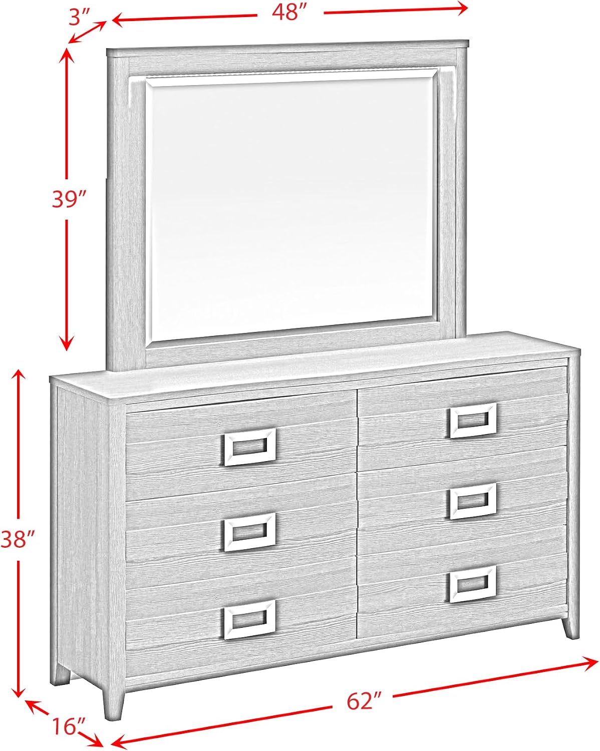 Picket House Chett Full 5PC Bedroom Set with LED in Black