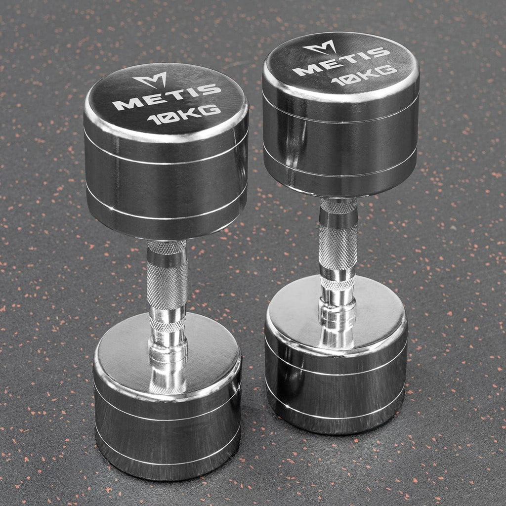 METIS Commercial Chrome Dumbbells [5.5lbs-66lbs] | Free Weights | Fitness Equipment