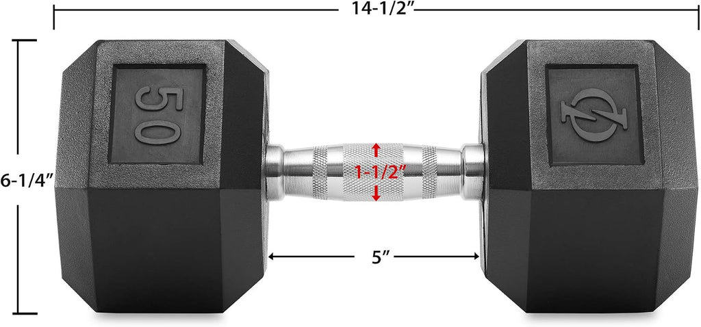 Philosophy Gym Rubber Coated Hex Dumbbell Hand Weights, Pairs