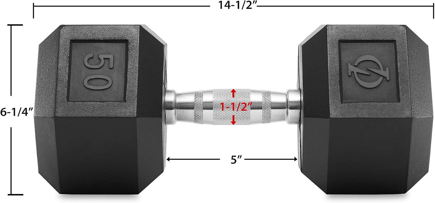 Philosophy Gym Rubber Coated Hex Dumbbell Hand Weights, Pairs