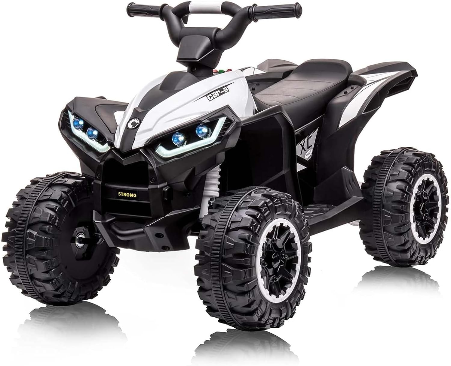 GarveeLife 12V Kids Ride On ATV, 4 Wheeler Electric Vehicle for Kids 3-8 Toddler Battery Powered Toy Car for Boys Girls with Remote Control, LED Lights, Soft Start, Treaded Tires, Music, White