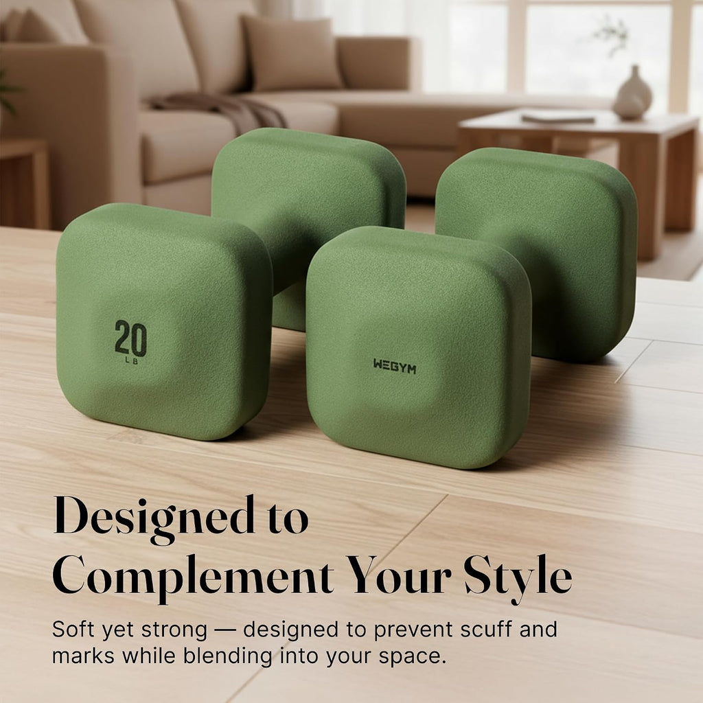 WeGym SafeGrip Square Dumbbells with Anti Slip Handles, Aesthetic Free Weights for Home Workouts, Stable Design Prevents Rolling during Floor Exercises