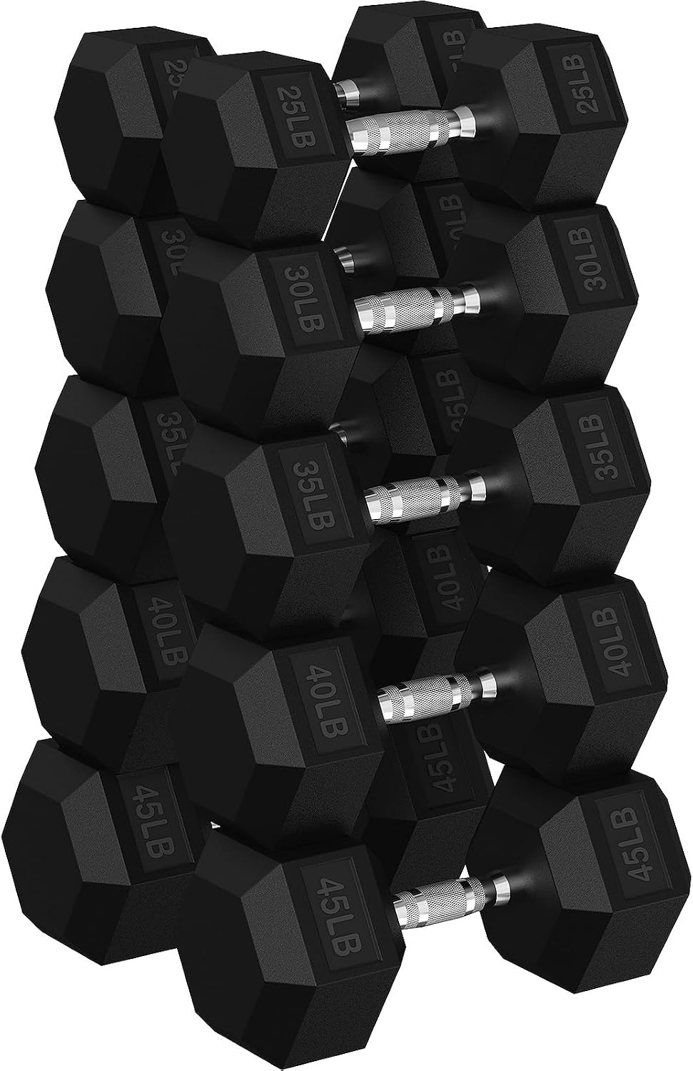 HANDBODE Hex Dumbbell 45-640 lb Set, Rubber Encased Exercise & Fitness Dumbbells for Home Gym, Hand Weights for Strength Training
