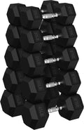 HANDBODE Hex Dumbbell 45-640 lb Set, Rubber Encased Exercise & Fitness Dumbbells for Home Gym, Hand Weights for Strength Training