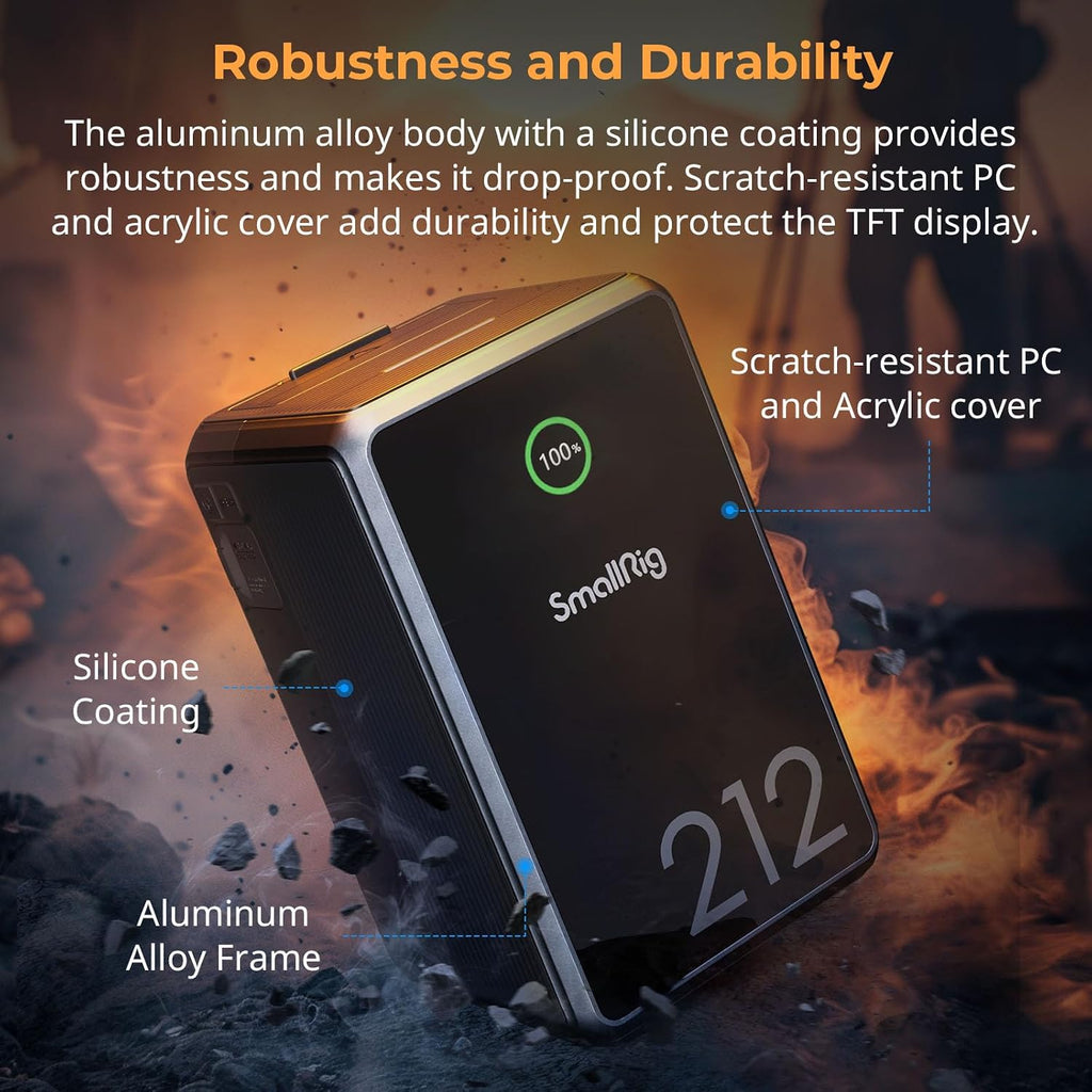 SMALLRIG V Mount Battery VB212, 212Wh / 14400mAh V Mount Battery with 140W Output, 2H Full Charge, with Dual USB-C, D-TAP, DC Port, Smart Digital Display for Video Light, Camera, Camcorder, Monitor
