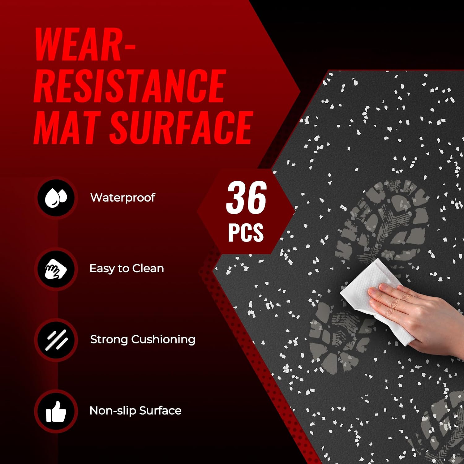 SUPERJARE 0.79'' Extra-Thick Exercise Equipment Mats, 36 Pcs 144 Sq Ft Rubber Top Floor Tiles with High Density EVA Foam, Interlocking Gym Flooring for Home Gym, Workout Mat, Black/Grey
