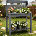 Wooden Workstation,Outdoor Potting Bench Table,with Sliding Tabletop,Storage Shelf and Dry Sink,for Greenhouse,Garden,Patio