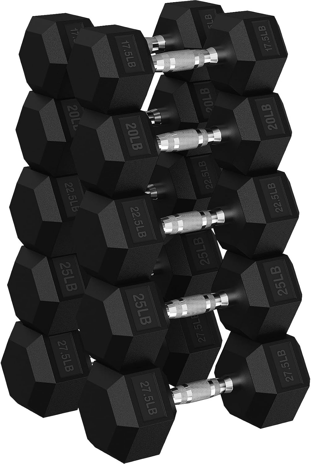 HANDBODE Hex Dumbbell 45-640 lb Set, Rubber Encased Exercise & Fitness Dumbbells for Home Gym, Hand Weights for Strength Training