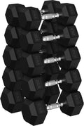 HANDBODE Hex Dumbbell 45-640 lb Set, Rubber Encased Exercise & Fitness Dumbbells for Home Gym, Hand Weights for Strength Training
