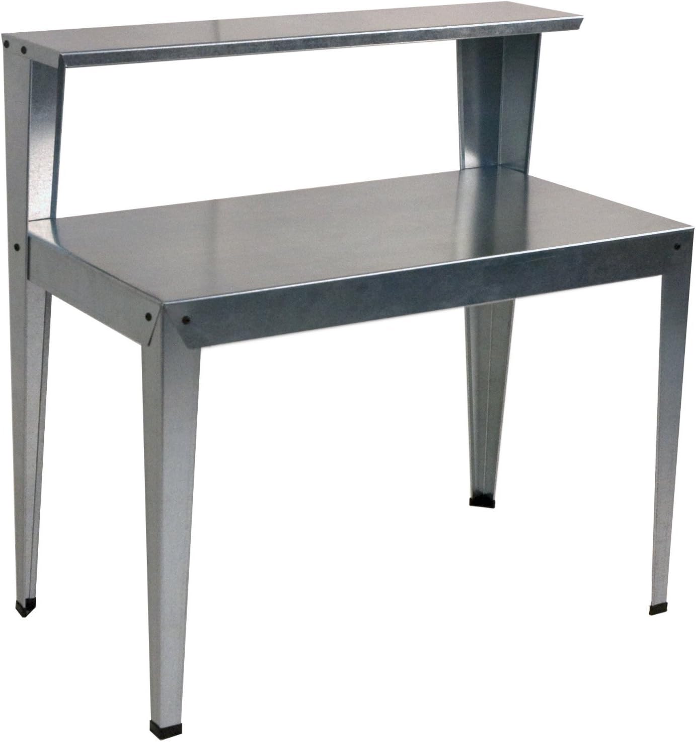 Poly-Tex Metal Galvanized Steel Potting Bench 24' W x 44' L x 44' H, Silver | Greenhouse Accessory, Outdoor Garden Potting Bench, Nursery Worktable, Shelving for Plants, Tools, Equipment, Organization
