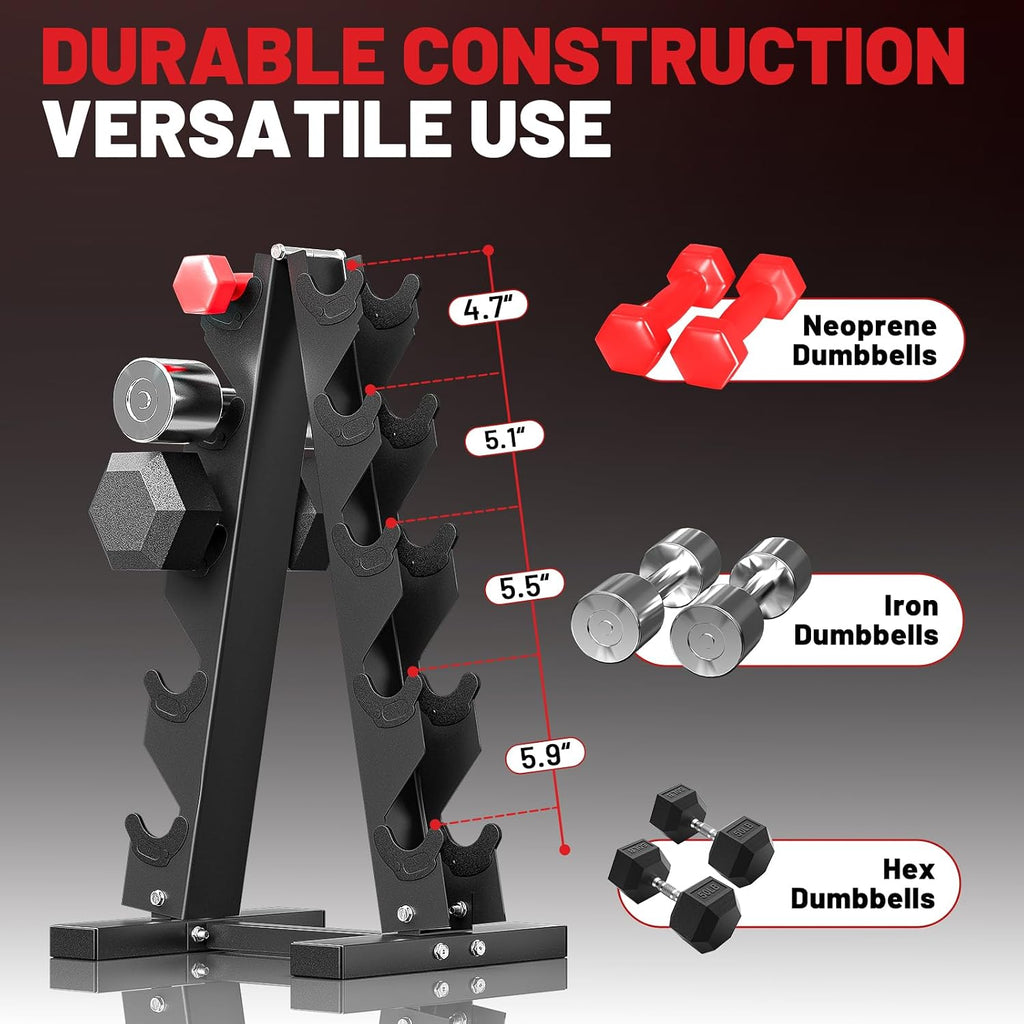 PAPABABE Hex Dumbbell Set with Rack, 85-560lb Rubber Encased Dumbbell Free Weights Dumbbells Set with Storage Rack, Hand Weights Set for Strength Training