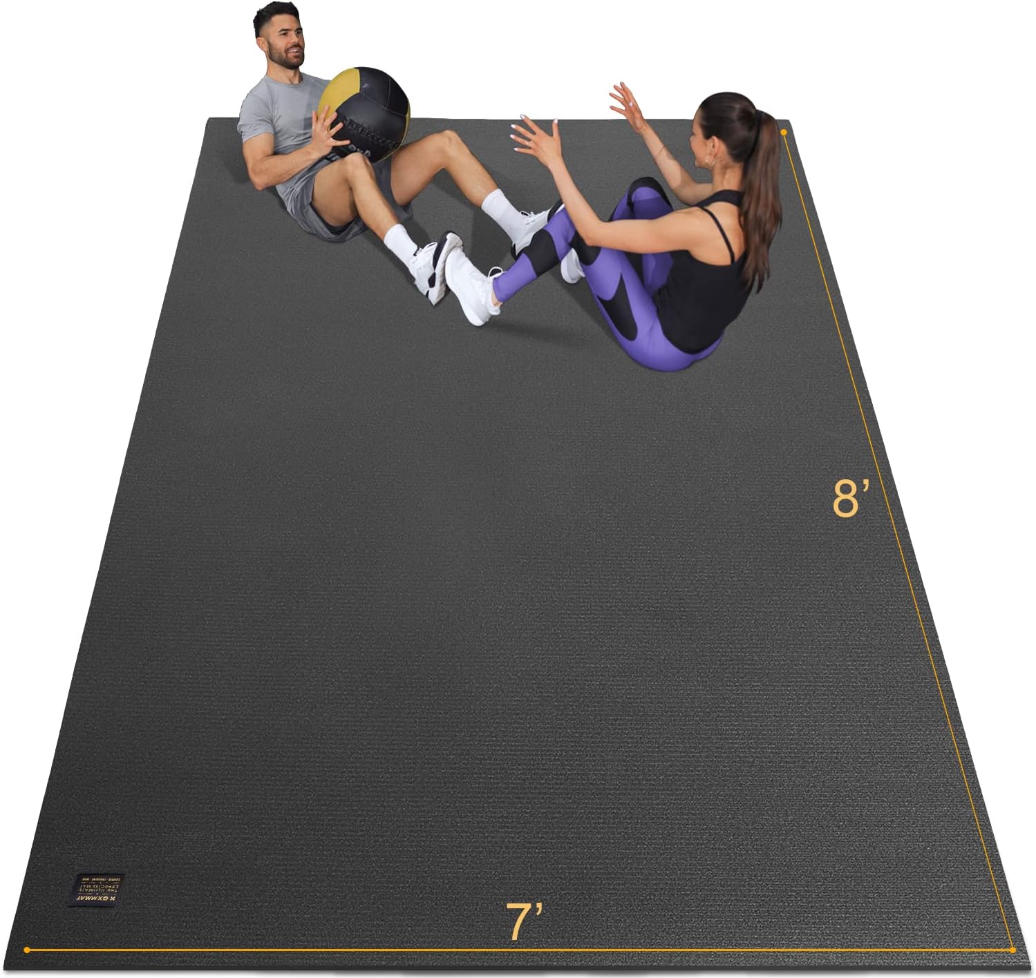 Gxmmat Extra Wide Large Exercise Mat 12'x7'/10'x7/8'x7(7mm), Thick Workout Mats for Home Gym Flooring, High-Density Durable Cardio Mat, Shoe Friendly, Perfect for Plyo, MMA, Jump Rope, Weight, Fitness