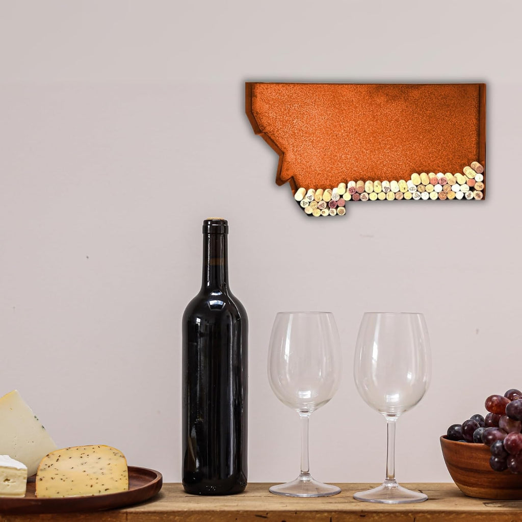 NEONSİGN Montana State Map Wine Cork Holder Metal Montana Decor Sign Wine Bar Pub Home Decoration (Brown Patina, 24 inch)