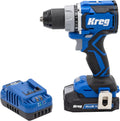 Kreg 20V Ionic Drive 1/2' Compact Drill, 20V Blue Ion Charger & 2Ah Battery Pack - Professional Cordless Drill with Compact Design - For Woodworking & Everyday DIY Applications - KPTBDR050A