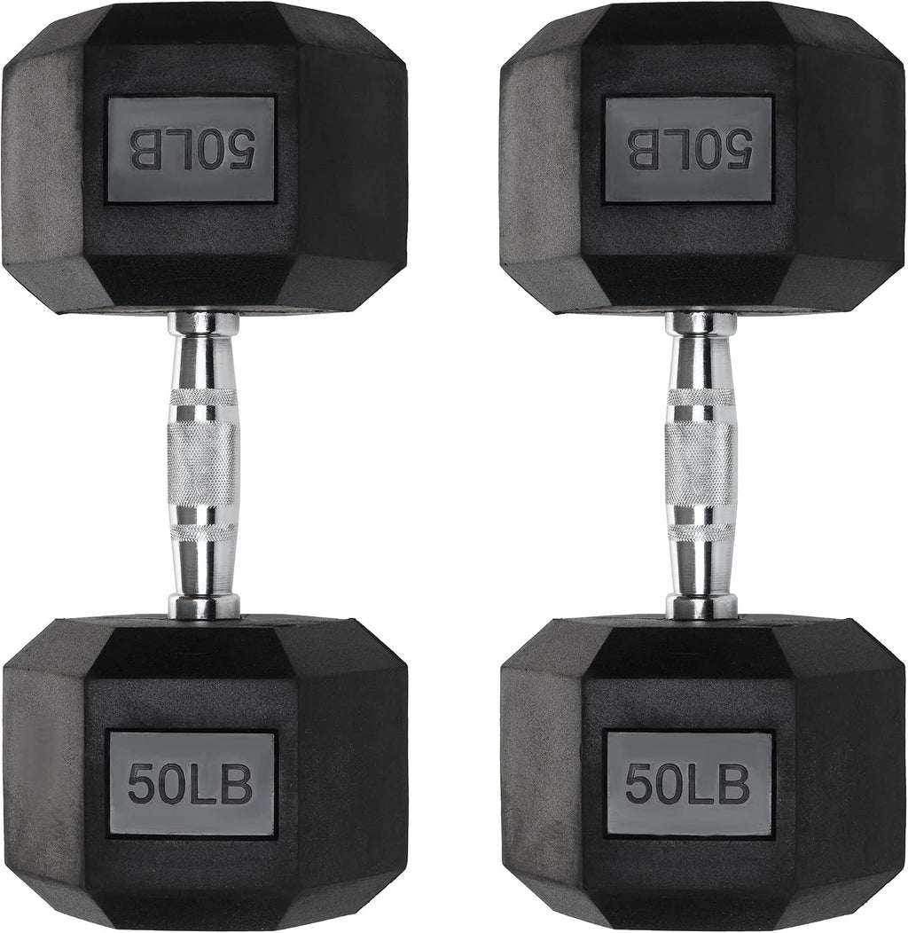 Iron Crush Hex Dumbbells - Heavy Duty PVC Coated Weights, Chrome-Plated Knurled Handles - Workout, Exercise, Lifting, Body Building Home Gym Training Gear - 3 Lb to 50Lb Options - Sold in Pairs