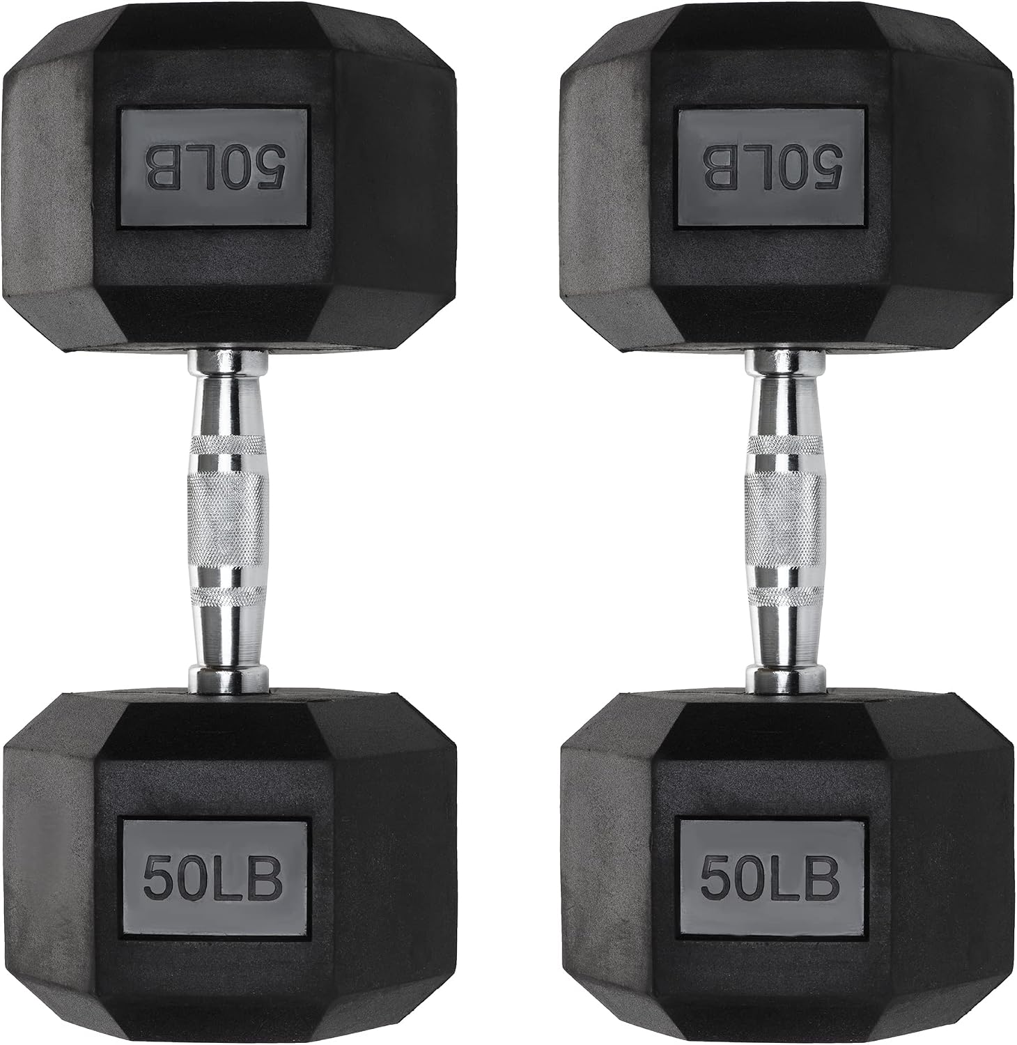 Iron Crush Hex Dumbbells - Heavy Duty PVC Coated Weights, Chrome-Plated Knurled Handles - Workout, Exercise, Lifting, Body Building Home Gym Training Gear - 3 Lb to 50Lb Options - Sold in Pairs