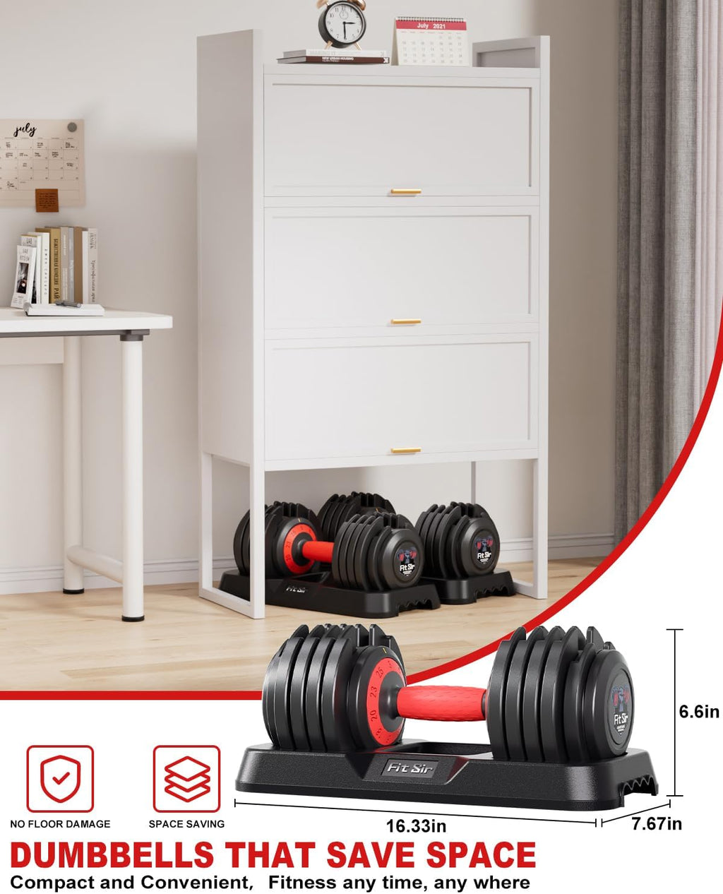 Adjustable Dumbbell Set, 10-in-1 25LB/55LB Ajustable Dumbbells with Safe Locking System, Enclosed Storage Tray, 1 Sec Fast Adjustment, Comfortable Non-Slip Textured Grip, Suitable for Home Gym Workouts Men and Women