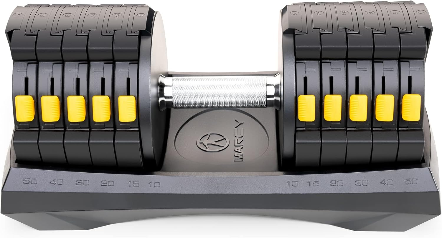 Marcy Adjustable Dumbbell System – 6-in-1 Free Weights for Home Gym, 50 lbs Single or 100 lbs Pair Options for Strength Training