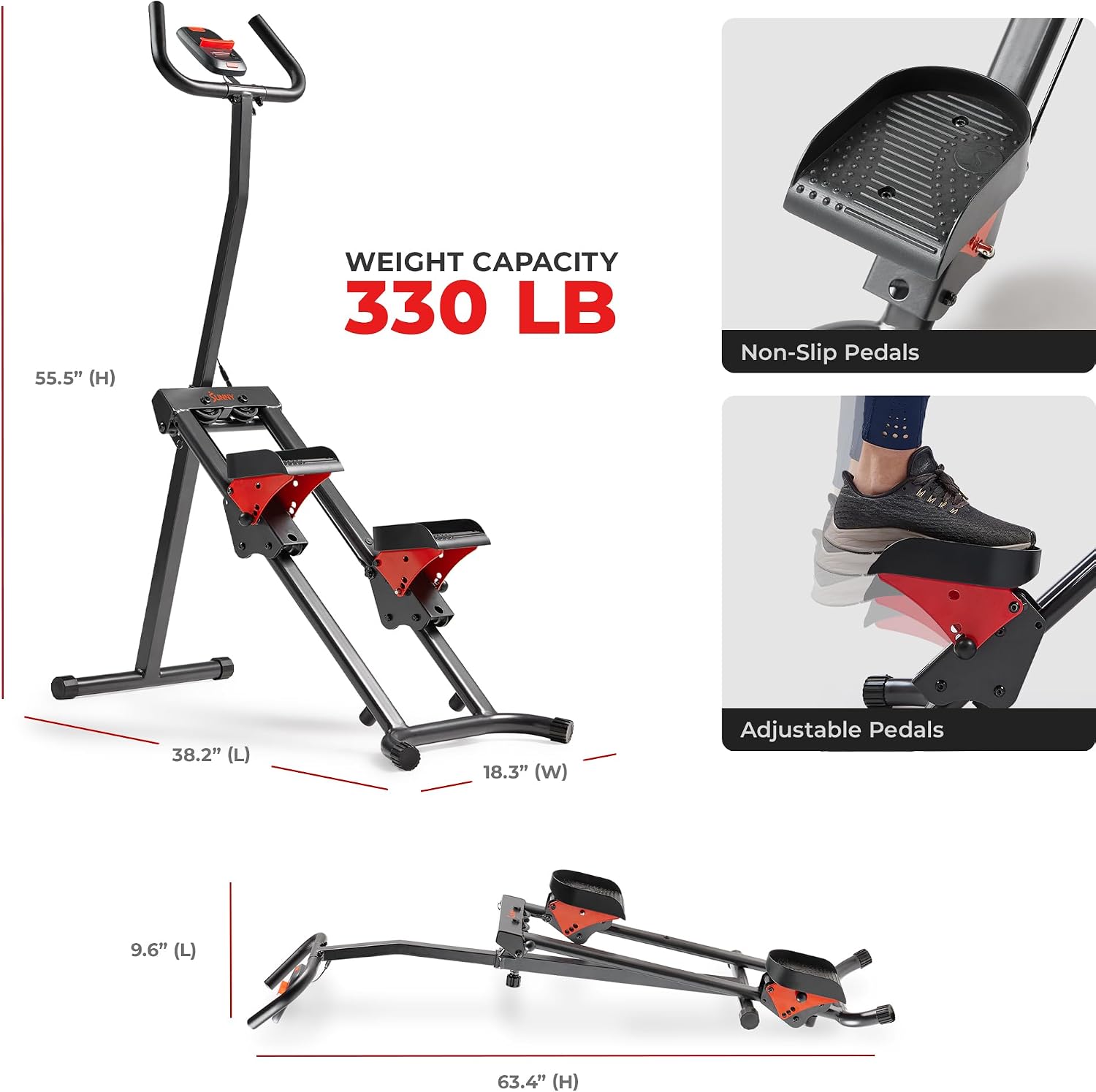 Sunny Health & Fitness Stair Stepper & Climber Exercise Equipment for Home Workout, Compact Cardio Training Machine