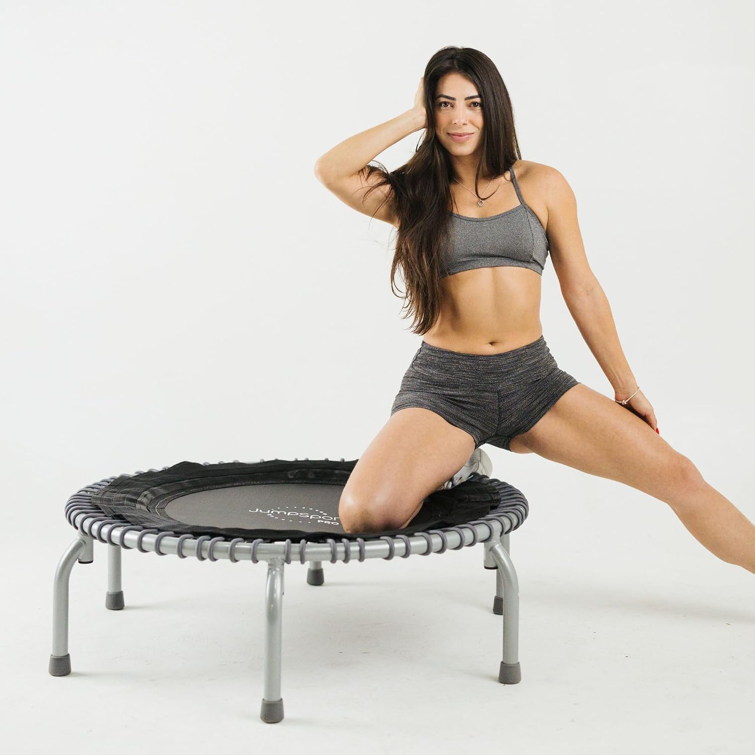JumpSport 350 PRO 39 Inch Fitness Trampoline Indoor Rebounder Cardio Workout Equipment 300 lb Capacity