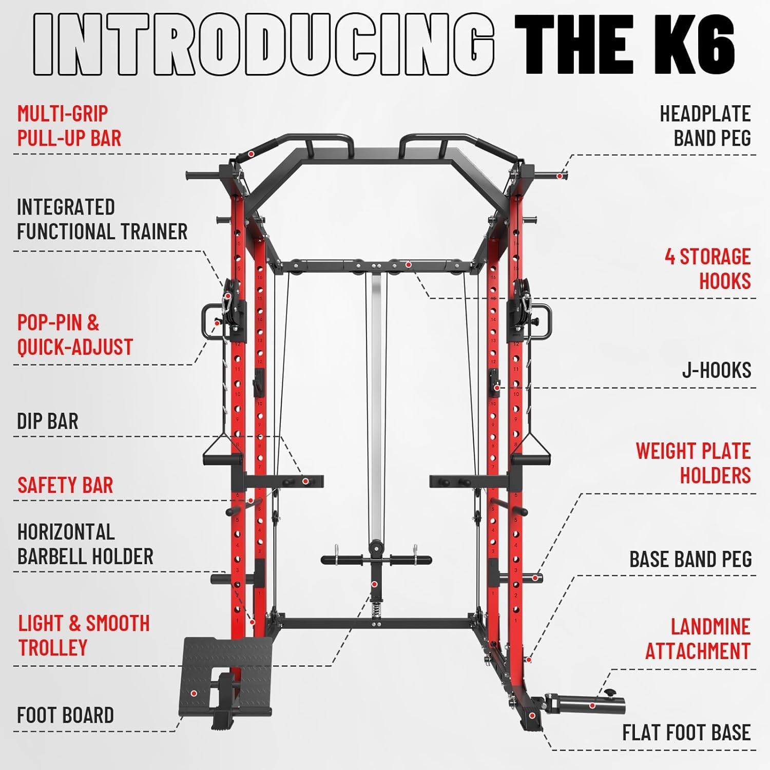 Mikolo Power Cage, Power Rack with Cable Crossover System, 1500LBS Squat Rack with LAT Pull Down System, Workout Cage with Pulley System for Fitness Home Gym