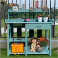 Planting Work Bench with Removable Sink - Potting Table with Storage Shelves & Drawer for Gardening