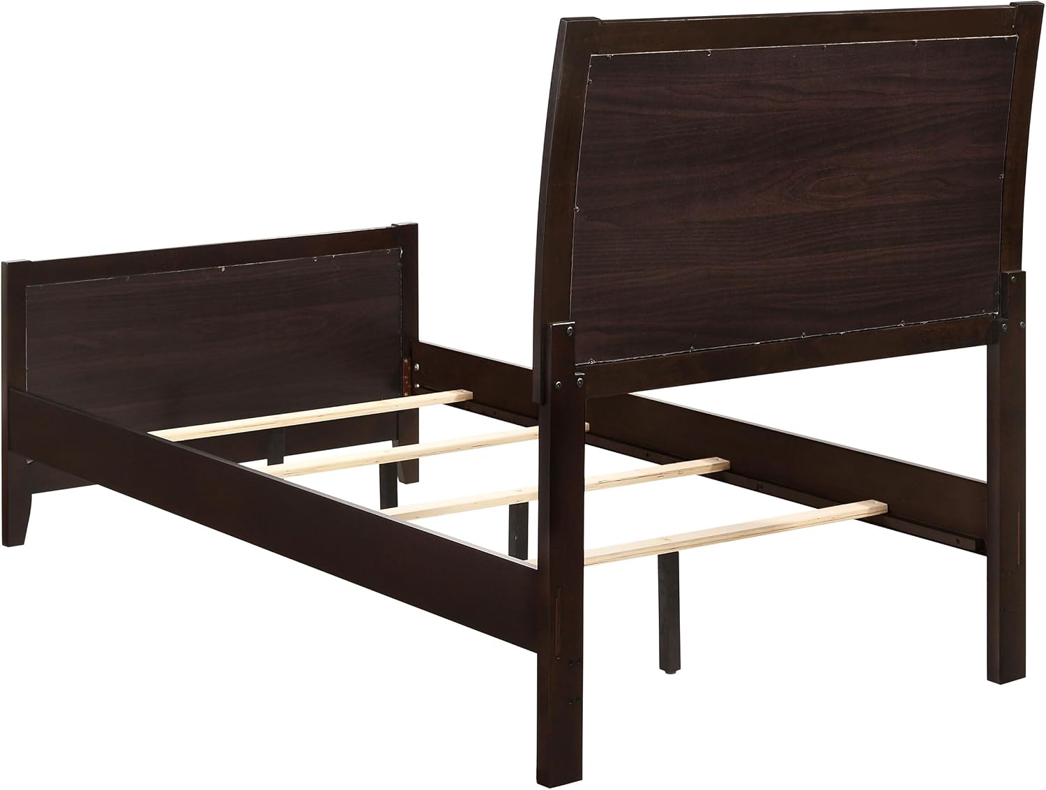 Coaster Home Furnishings Carlton Contemporary 5-Piece Bedroom Set Leatherette Upholstered Twin Size Panel Bed Frame 51-inch Headboard Cappuccino 202091T-S5