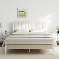 Novilla Twin Bed Frame with Piano Keys Headboard and Footboard, Metal Platform Bed Frames Twin Size, No Box Spring Needed, Easy Assembly, Steel Slats Support, Velvet White