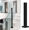 Glass Balustrade Post with Spigots Slots for 3/8' or 1/2' Glass- Black Stainless Steel Square Glass Railing Post System for Deck, Steps, Balcony, Pool, Garden, Patio Stairs ( Color : Corner Post , Siz
