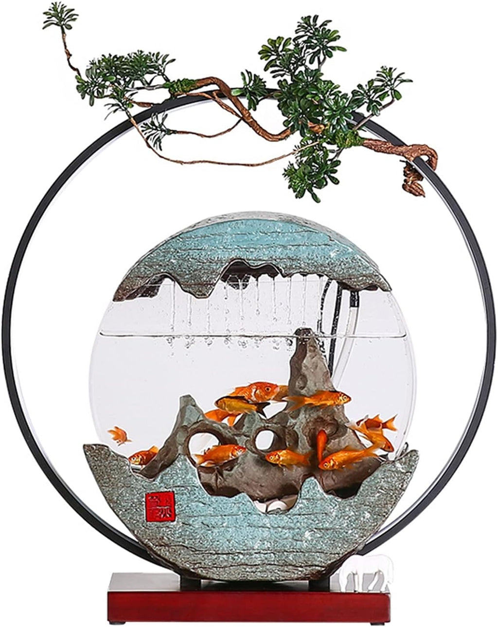 Desktop Fountain Tabletop Fountain Indoor Outdoor Waterfall Fountain with LED Light - Creative Water Fish Tank Ornaments Home Decor for Office Bedroom Relaxation Relaxation Indoor Tabletop Fountain