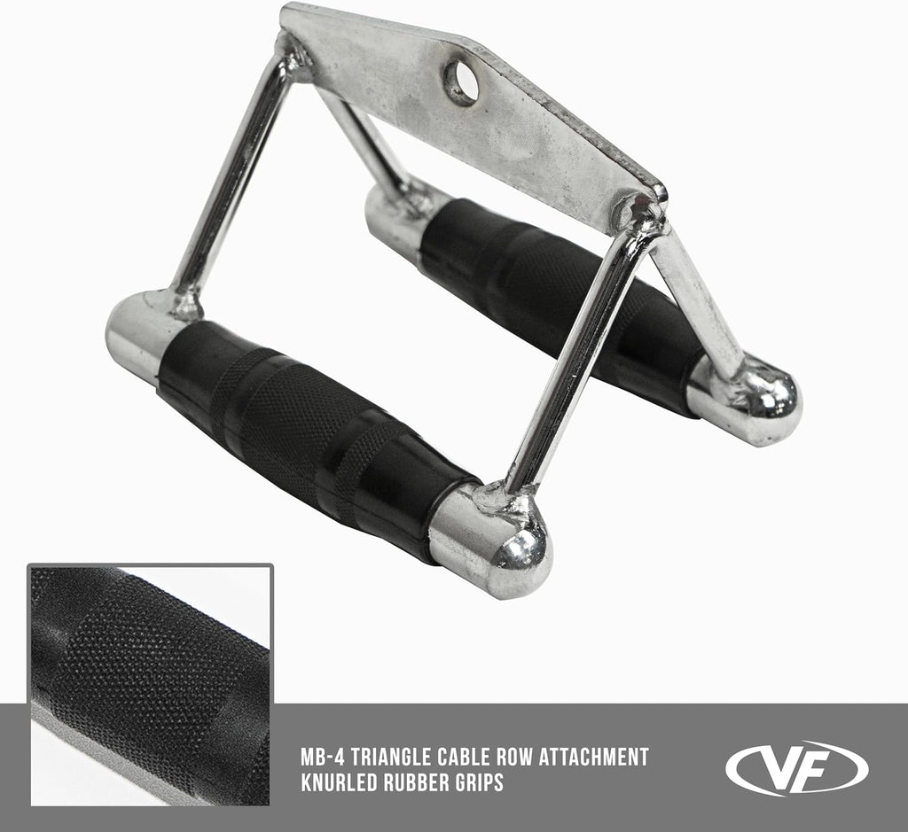 Valor Fitness Cable Machine Attachments - Tricep Rope, V-Bar, Single D-Handle, Rotating Straight Bar, Ankle Strap, Ab Crunch Harness, Triangle Chest Pull for Home Gym Equipment