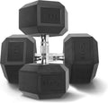 WF Athletic Supply Rubber Coated Solid Steel Cast-Iron Pair Dumbbells, Rubber Hex Dumbbells, Hex Weights Dumbbells for Muscle Toning, Full Body Workout, Home Gym Dumbbells, Pair