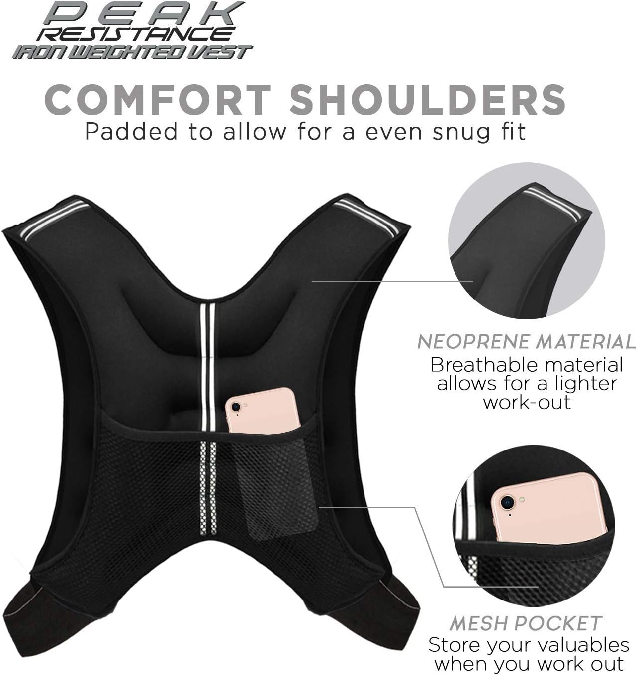 'Aduro Sport Weighted Vest Workout Equipment, 4lbs/6lbs/12lbs/20lbs/25lbs/30lbs Body Weight Vest for Men, Women, Kids'