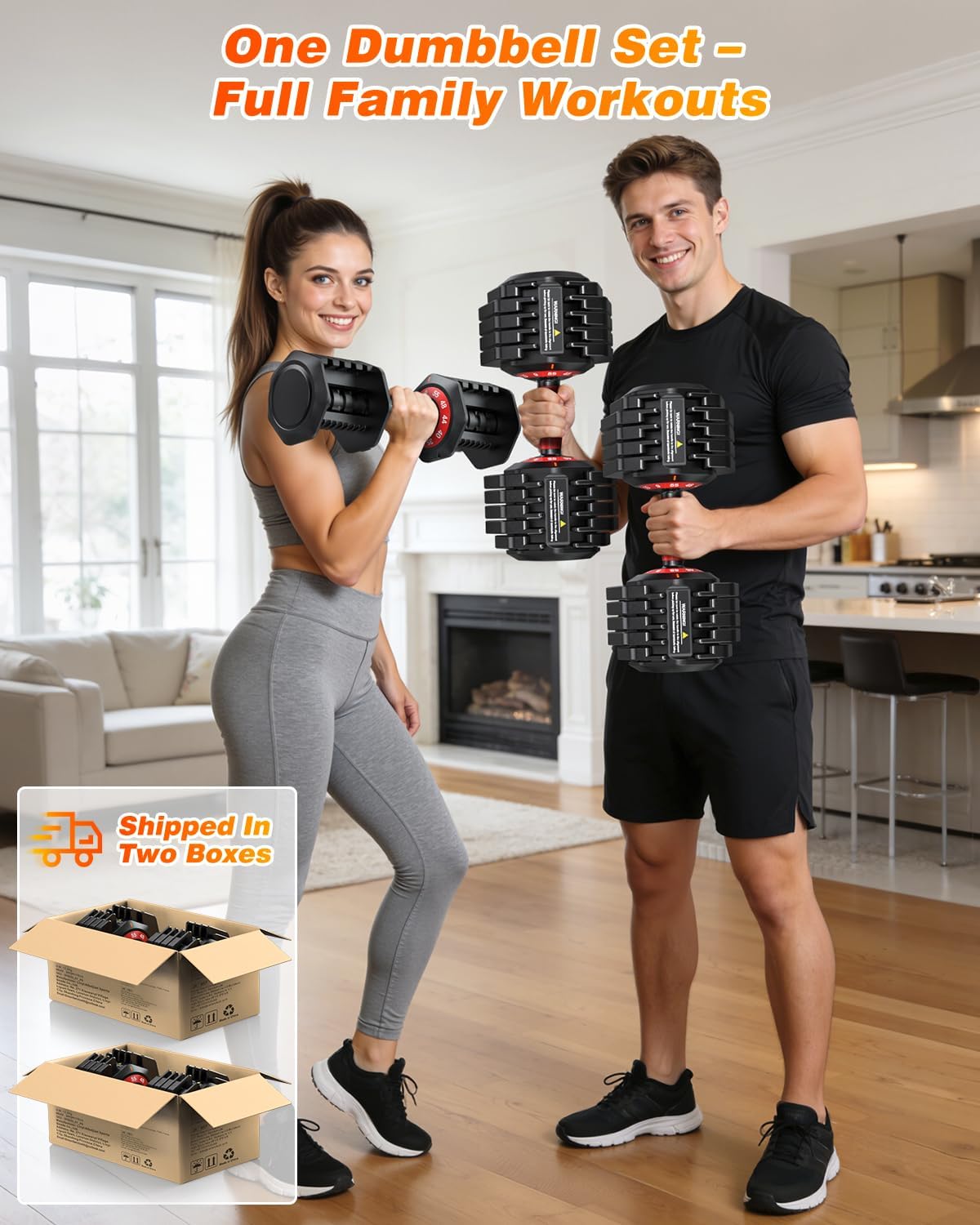XDDIAS Adjustable Dumbbells Set of 2 for Strength Training, One-Hand Quick Adjust, 25/55/80/90 lbs Options, Anti-Slip Grip Handle, Compact Home Gym Weights for Men Women
