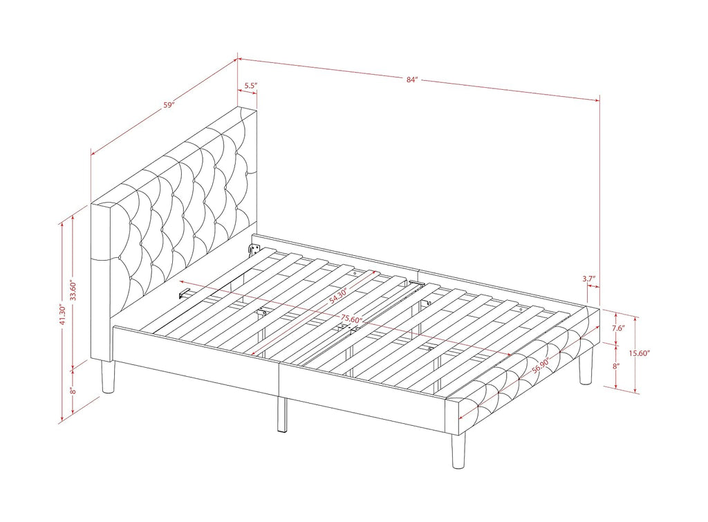 East West Furniture NL14F-1GO11 2 Piece Bedroom Set - Button Tufted Platform Bed Frame - Brown Taupe Velvet Fabric Upholstered Headboard and a Black Finish Nightstand