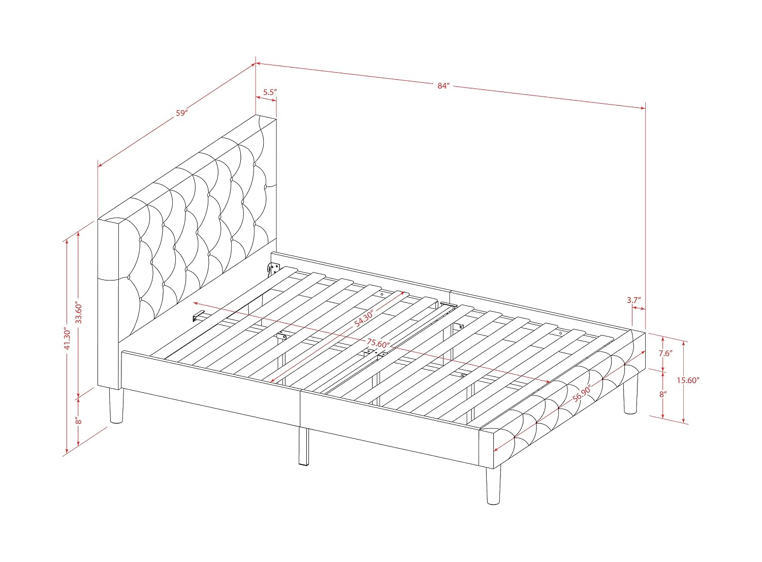 East West Furniture NL14F-1GO11 2 Piece Bedroom Set - Button Tufted Platform Bed Frame - Brown Taupe Velvet Fabric Upholstered Headboard and a Black Finish Nightstand