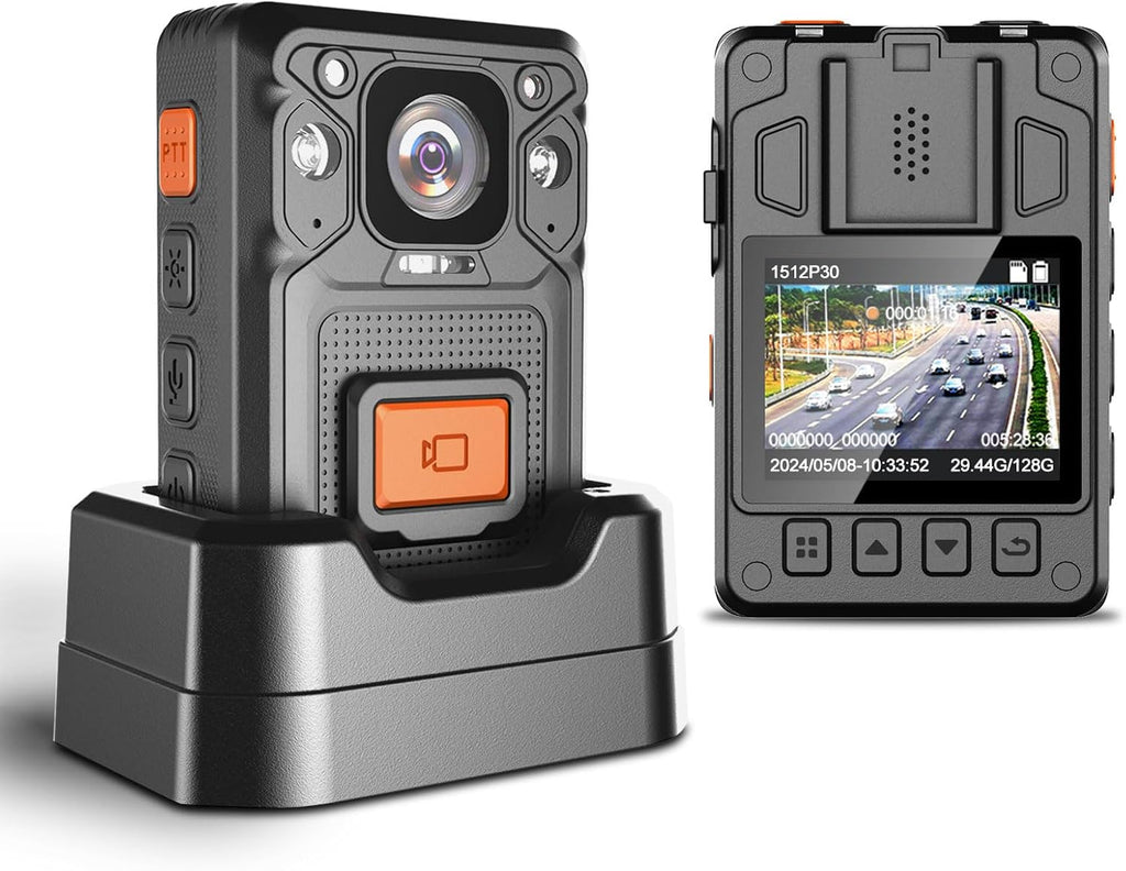 KP22 2.5K Body Cameras,128GB,1512P,H.265,Night Vision,14H Video Record,60FPS,GPS,Pre-Recording,with Car Suction for Dashcams, Security,Law Enforcement, Outdoor Work